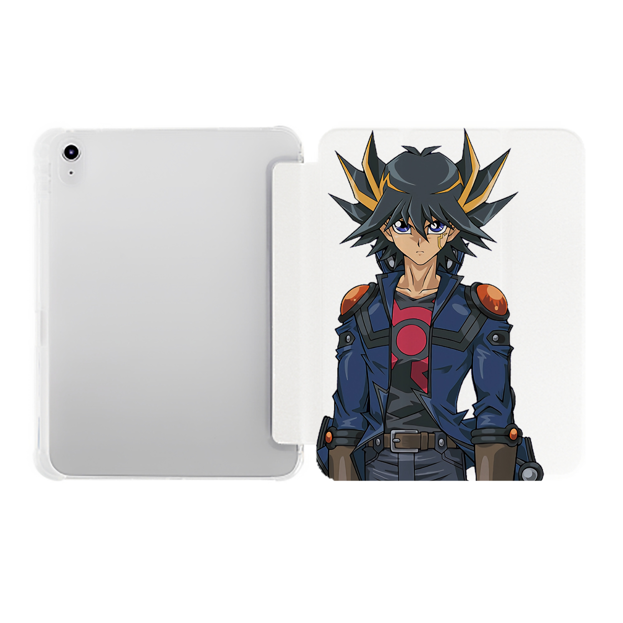 （画像用） 遊☆戯☆王 Yu-Gi-Oh! IPad ケース ペン収納付き 三つ折りスタンド PUレザー×シリコン 対応機種9.5/10.5/10.9インチ